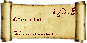 Éreth Emil névjegykártya